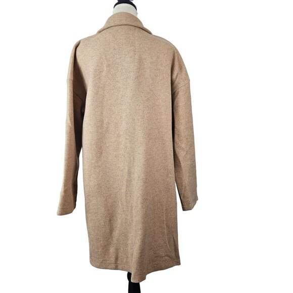 Pretty Garden Womens Long Wool Blend Shacket Pockets Button Closure Tan Size XL - Picture 4 of 11